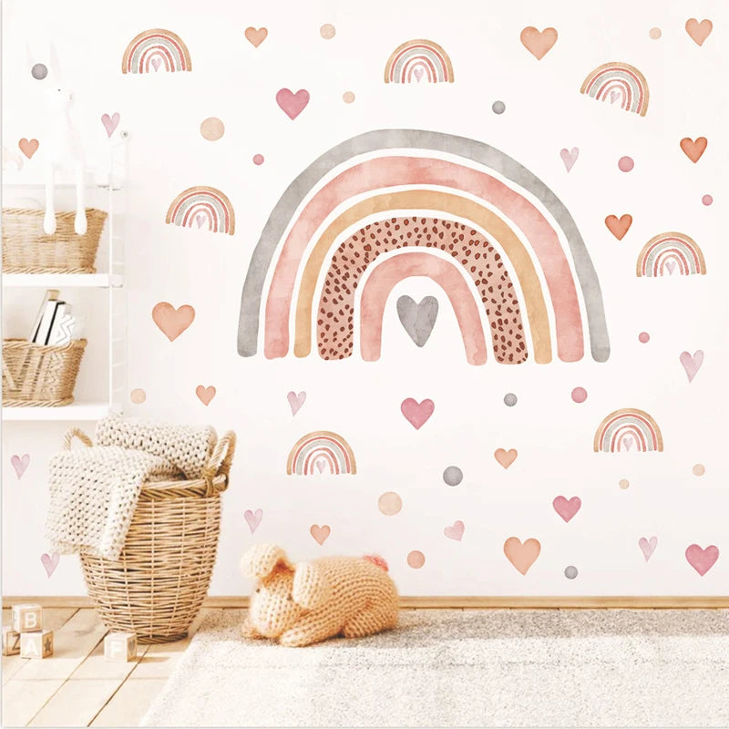 Bohemian Children's Room Background PVC Decorative Wall Stickers Self-adhesive Love Big Rainbow Kids Sticker Decals Murals Art