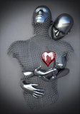 Modern Silver Couple Hugging Posters Nordic Figures Wall Art Canvas Paintings