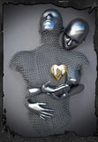 Modern Silver Couple Hugging Posters Nordic Figures Wall Art Canvas Paintings